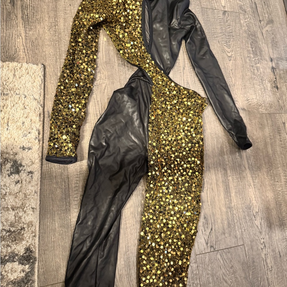 Weissman Black and Gold Sequin Costume